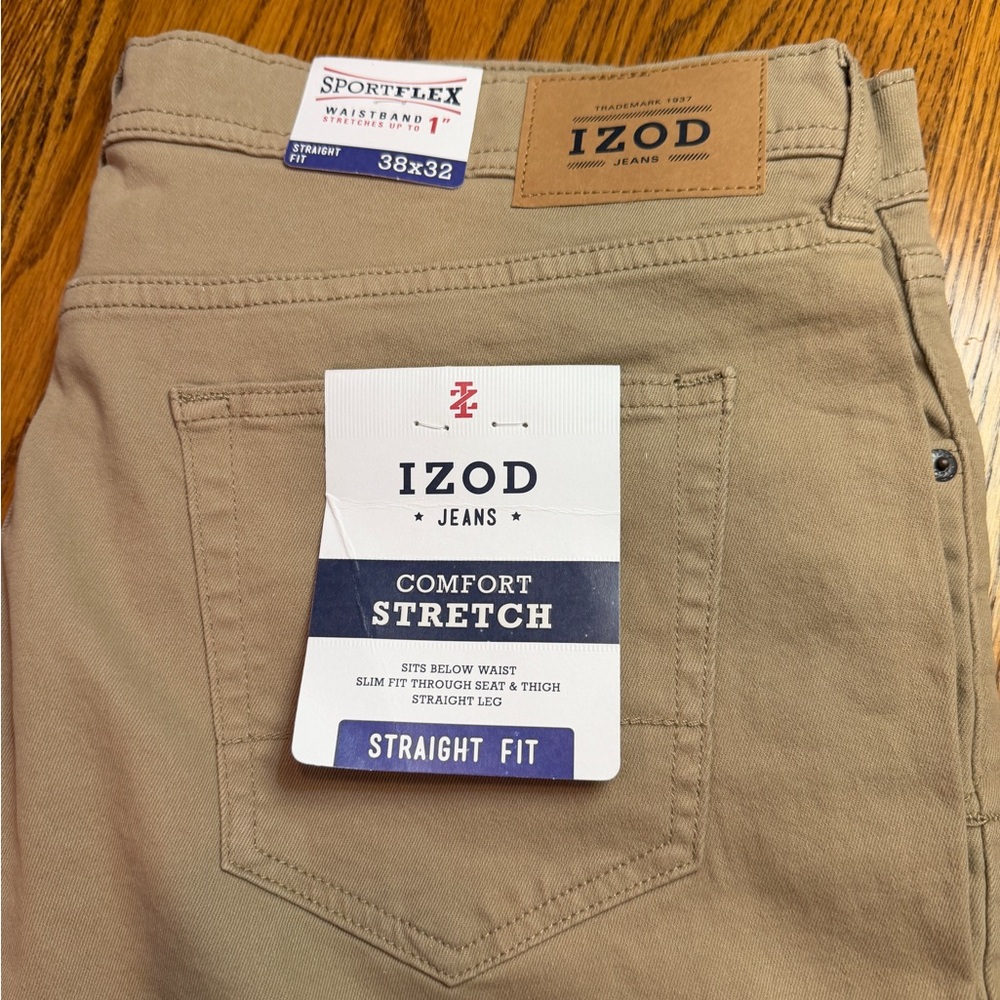 Izod Men’s Size 38x32 khaki Slim Fit Jeans NWT